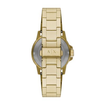 Armani Exchange Three-Hand Gold-Tone Stainless Steel Watch