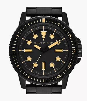 Armani Exchange Three-Hand Black Stainless Steel Watch