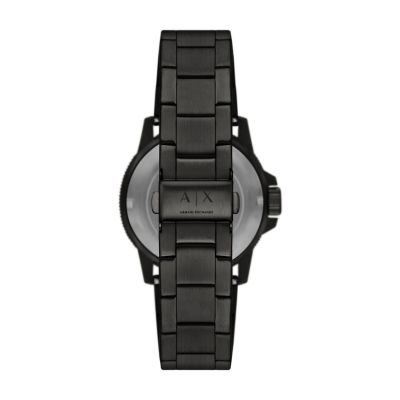 Armani Exchange Station AX1855 Steel Three-Hand Watch Stainless Black - - Watch