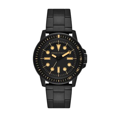 Steel Station - - AX1855 Three-Hand Black Watch Armani Exchange Stainless Watch