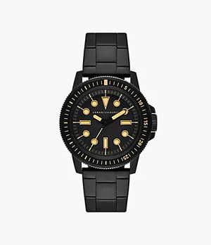 Armani Exchange Three-Hand Black Stainless Steel Watch