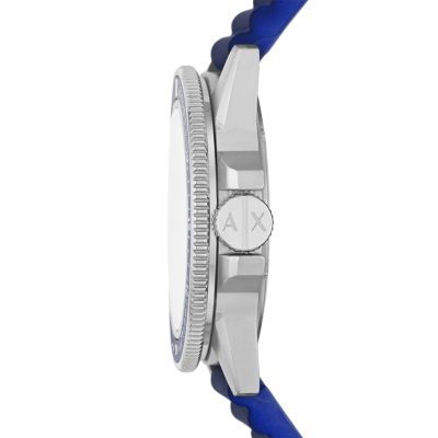 Armani Exchange Three-Hand Blue and Purple Silicone Watch - AX1859