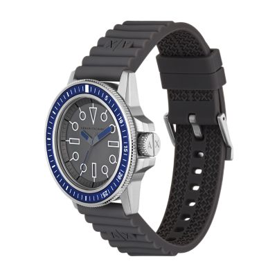 Armani Exchange Three-Hand Grey Silicone Watch - AX1862 - Watch