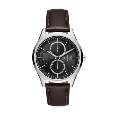 Armani Exchange Multifunction Black Leather Watch - AX1869 - Watch Station