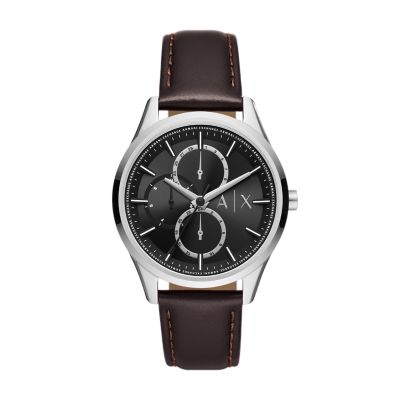 Armani Exchange Multifunction Brown Leather Watch