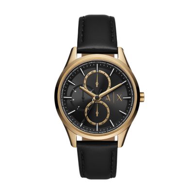 Armani Exchange Watch Station Watch AX1869 Leather Black - Multifunction 