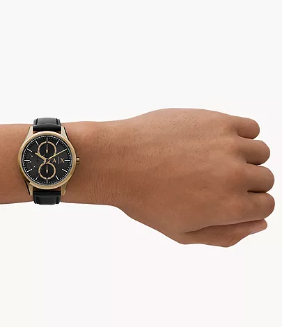 Armani Exchange Multifunction Black Leather Watch - AX1869 - Watch Station