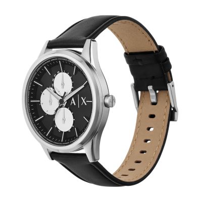 Armani Exchange Multifunction Black Leather Watch - - AX1872 Watch Station