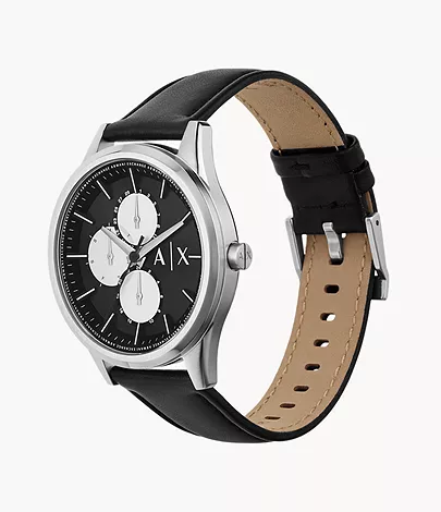 Armani Exchange Multifunction Black Leather Watch - AX1872 - Watch Station