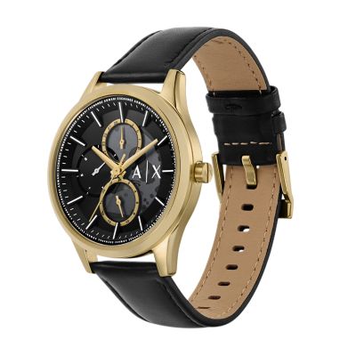 Armani Exchange Multifunction Black Leather Watch - AX1876 - Watch Station