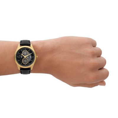 Watch - Exchange Multifunction Leather Station AX1876 Armani Watch - Black