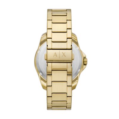 Armani Exchange Three-Hand Watch Date Gold-Tone Stainless Station Steel - - Watch AX1951