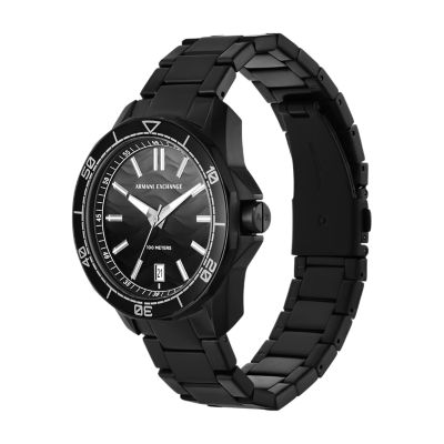 Steel Watch Three-Hand Black Station - - Stainless Exchange Watch Date AX1952 Armani
