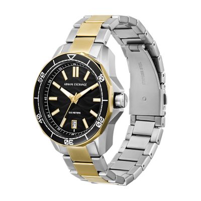 - Exchange Stainless - Station Steel Armani AX1956 Three-Hand Two-Tone Date Watch Watch