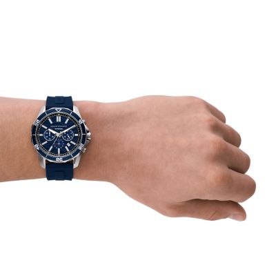 Armani Exchange Chronograph Blue Silicone Watch