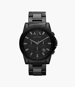 Armani Exchange Chronograph Black Steel Watch