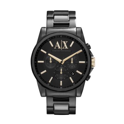 Chronograph Black Stainless Steel Watch 