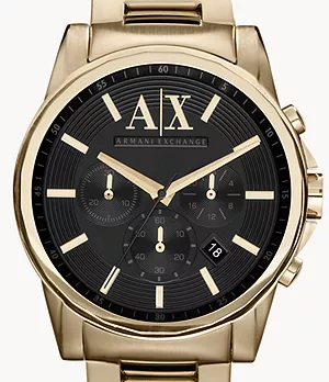 Montre chronographe en acier inoxydable de ton or Armani Exchange