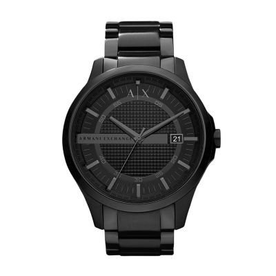 Black Stainless Three-Hand Watch AX2104 Watch - Date Armani Station Exchange - Steel