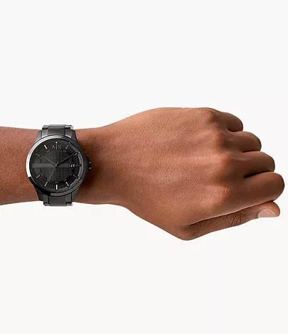 Armani Exchange Three-Hand Date Black Stainless Steel Watch - AX2104 -  Watch Station