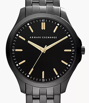 Armani Exchange Uhr 3-Zeiger-Werk Edelstahl schwarz