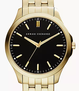 Armani Exchange Uhr 3-Zeiger-Werk Edelstahl goldfarben