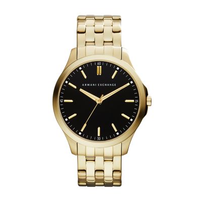 Armani Exchange Three-Hand Gold-Tone Stainless Steel Watch