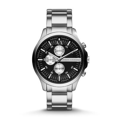 armani exchange black and silver watch