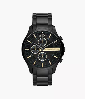 Montre Armani Exchange chronographe en acier inoxydable, noire