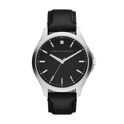 Armani Exchange Uhr 3 Zeiger Werk Datum Leder schwarz AX2101 Watch Station