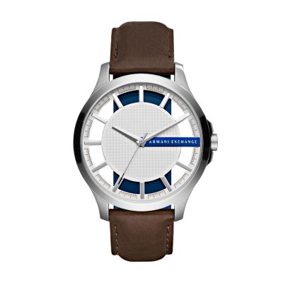 Three-Hand Brown Leather Watch 
