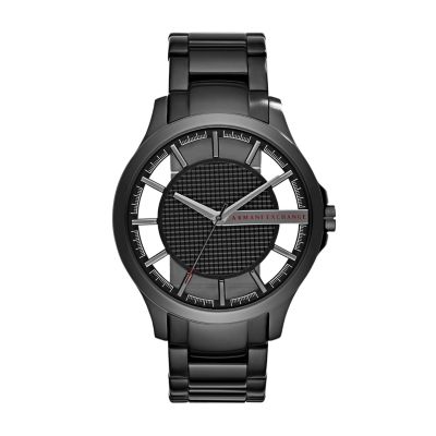 Armani Exchange Men's Three-Hand Black Steel Watch - Black