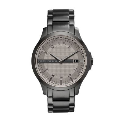 Armani Exchange Three Hand Date Gunmetal Steel Watch AX2194