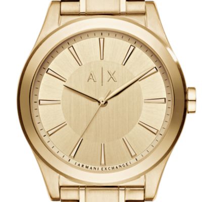 Armani Exchange Three-Hand Gold-Tone Stainless Steel Watch