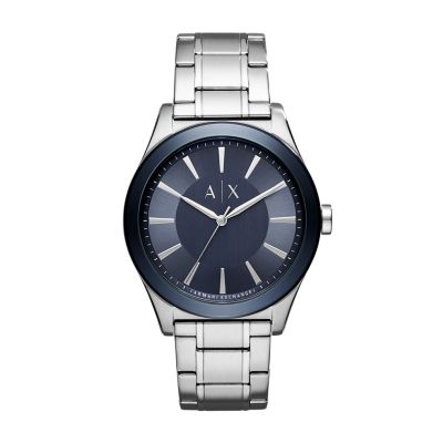 Stainless Black - Armani Station Steel Bracelet AX7102 Watch - Watch and Exchange Gift Set Three-Hand