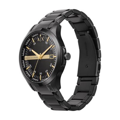 Armani Exchange Three Hand Date Black Steel Watch AX2413 Watch