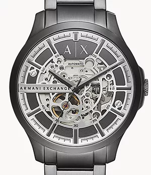 Armani Exchange Automatic Gunmetal Stainless Steel Watch