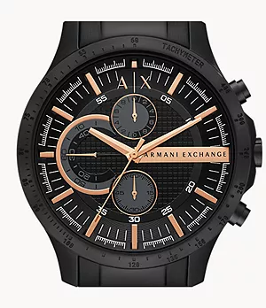 Montre Armani Exchange chronographe en acier inoxydable, noire