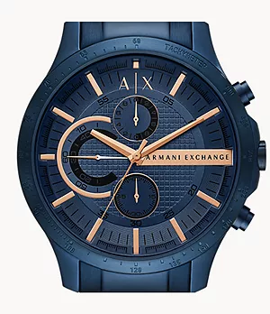 Montre chronographe en acier inoxydable bleu Armani Exchange