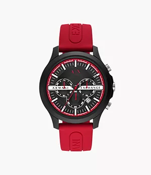 Montre Armani Exchange chronographe en silicone, rouge