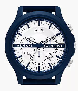 Montre chronographe en silicone bleu Armani Exchange