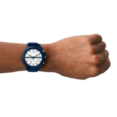 Armani Exchange Chronograph Blue Silicone Watch - AX2437 - Watch Station