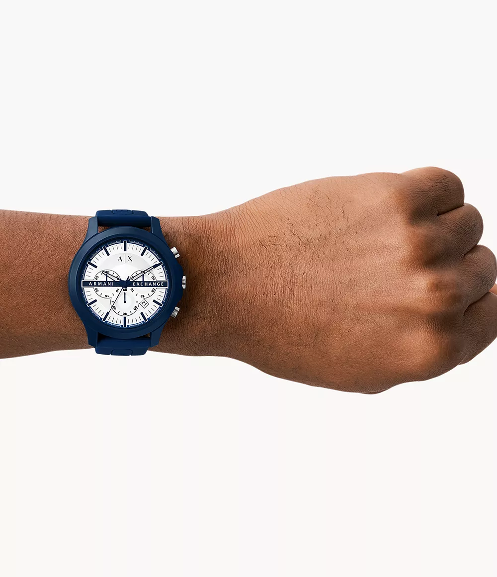 Armani Exchange Chronograph Blue Silicone Watch - AX2437 - Watch Station
