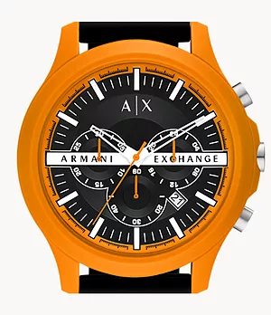 Montre Armani Exchange chronographe en silicone, noire