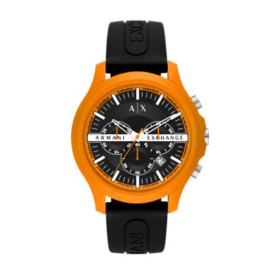 Armani Exchange Watch Silicone Black Chronograph Station - - Watch AX2438