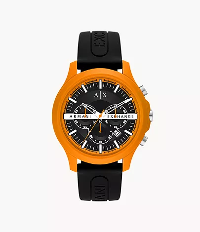 Armani Exchange Chronograph Black Silicone Watch - AX2438 - Watch Station