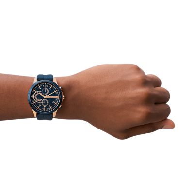 Armani Exchange Chronograph Blue Silicone Watch