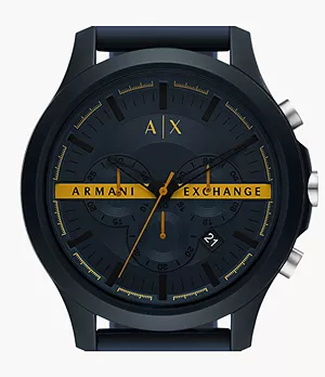 Armani Exchange Chronograph Black and Blue Silicone Watch