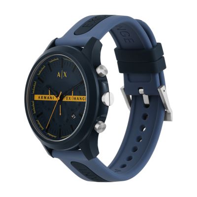 Armani - Blue Watch AX2441 Exchange Silicone Station and - Black Watch Chronograph