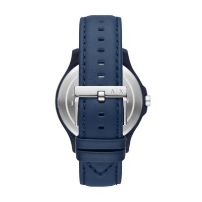 Leder 3-Zeiger-Werk AX2442 - Armani blau Watch Datum Station Uhr - Exchange